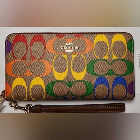 COACH Rainbow Pride Logo Canvas Zip Around Wallet 🌈 - Picture 3 of 5